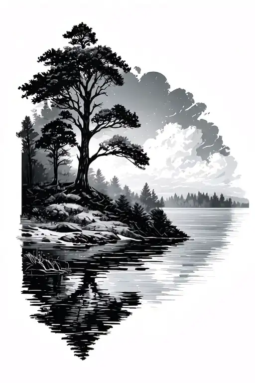 Nature With Trees And Water