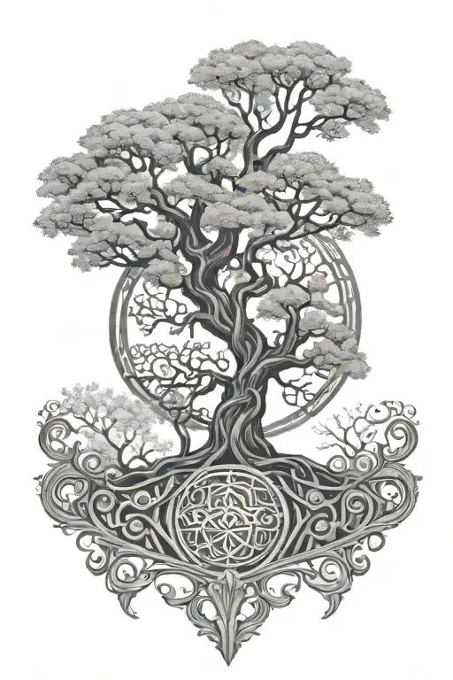 Tree Of Life Intertwined With Gate Opening