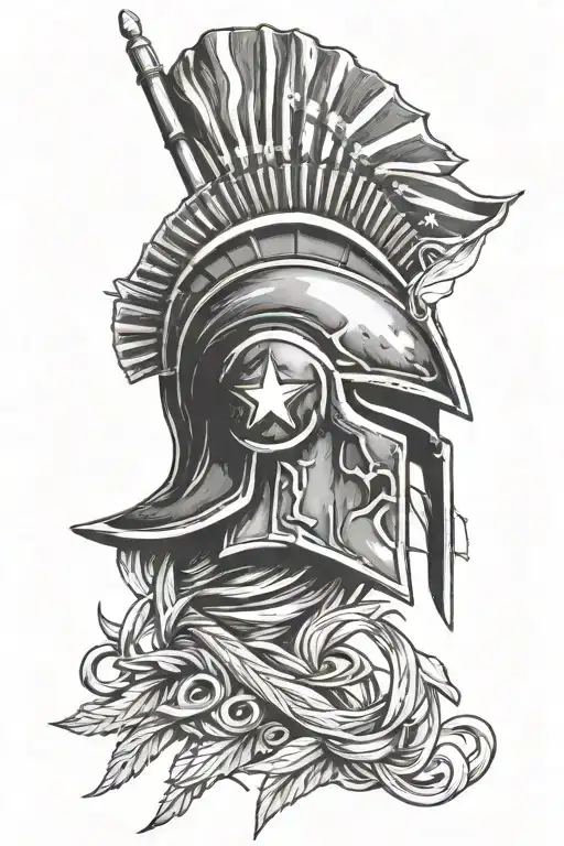 Spartan Helmet With Caduceus And American Flag Mixed