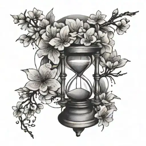 Hourglass And Cherry Blossoms Wrapped
