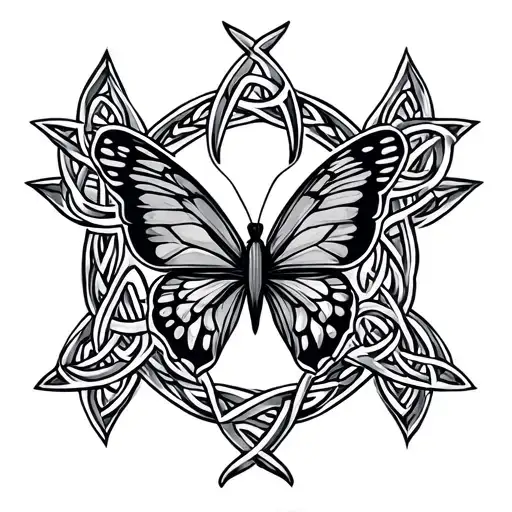 Celtic Strength Sysmbol With Tiny Butterfly