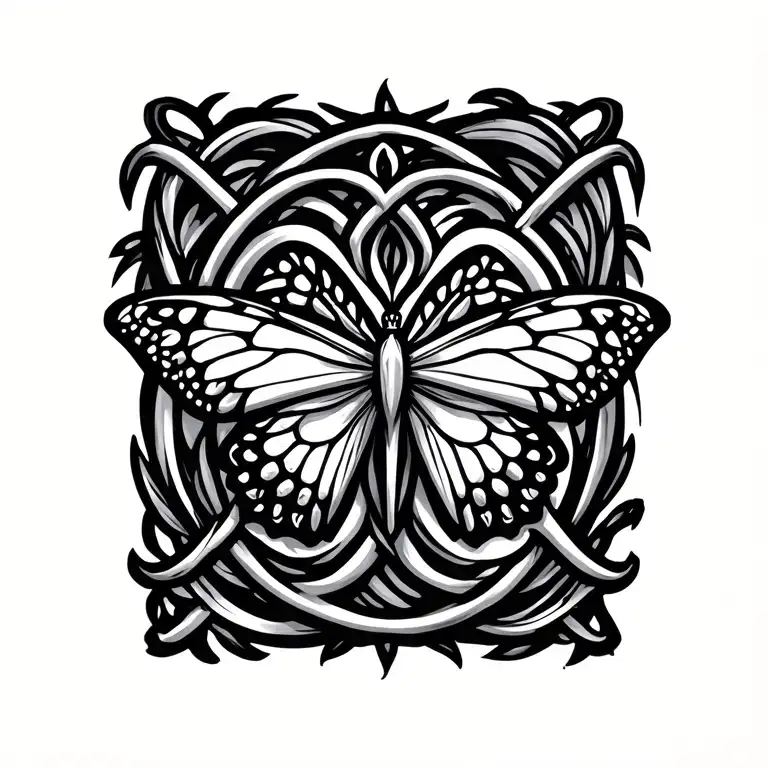 Celtic Strength Sysmbol With Tiny Butterfly