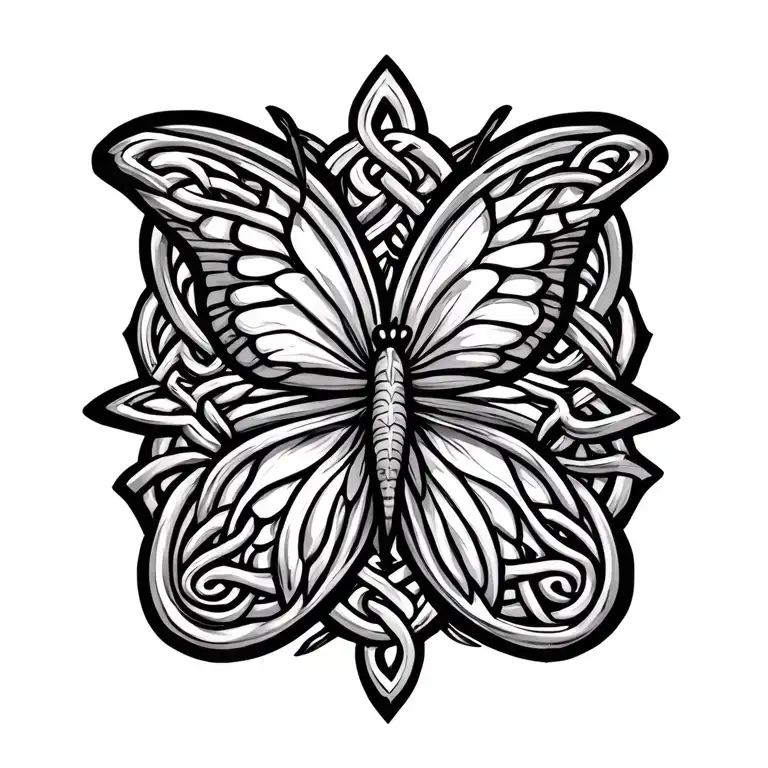 Celtic Strength Sysmbol With Tiny Butterfly Resting
