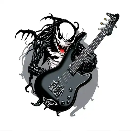 Dark Venom Style Symbiot With Bass Guitar