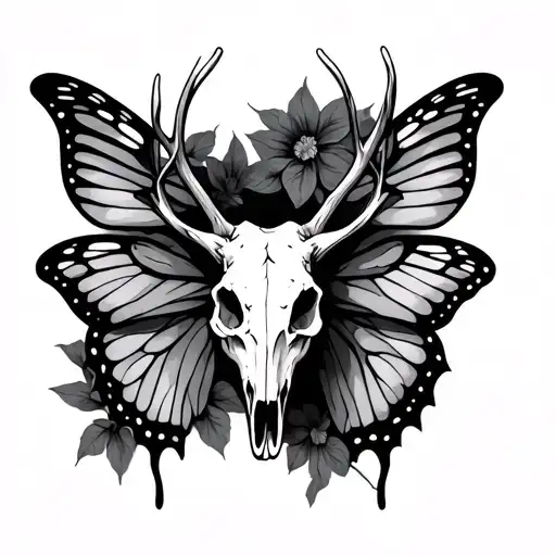 Deer Skull Butterfly Wings