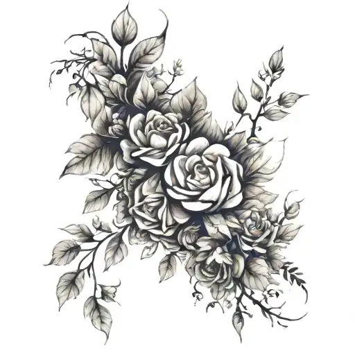 Forest And Floral Sleeve Tattoo Design