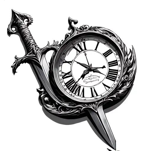 Excalibur Sword St Michael Clock Face