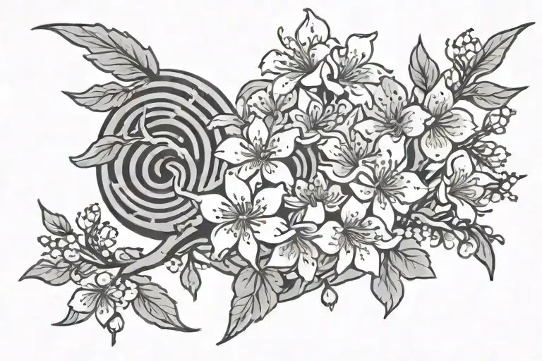 Kaizen Symbol With Cherry Blossom Intertwined Within