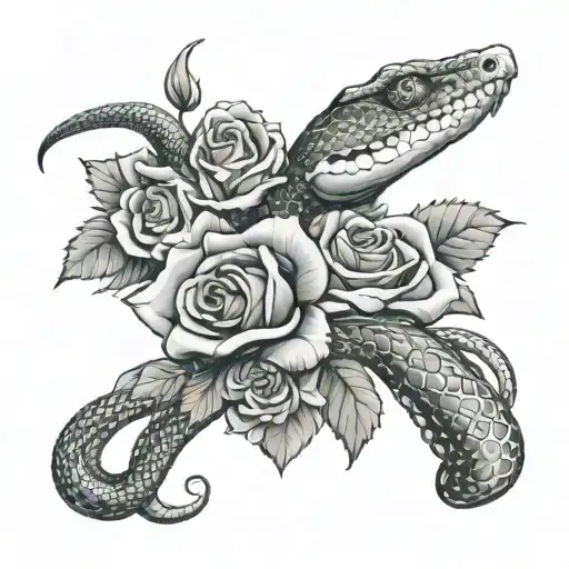 Snake Roses And Gun