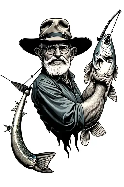 Fishing Tattoo Featuring Grandpa