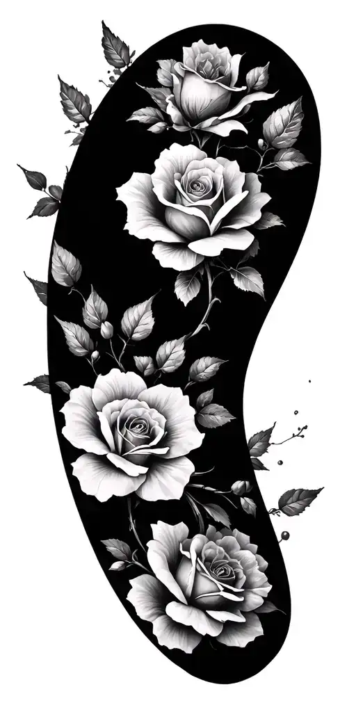 Sleeve Of Roses And Cherry Blossoms