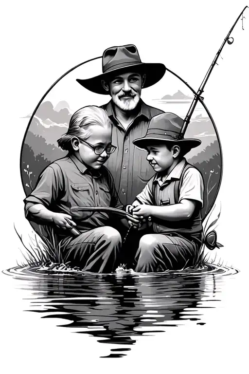 Grandson And Grandpa Fishing