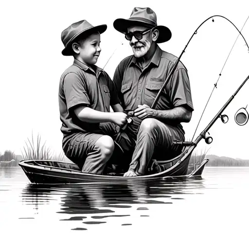 Grandson And Grandpa Fishing