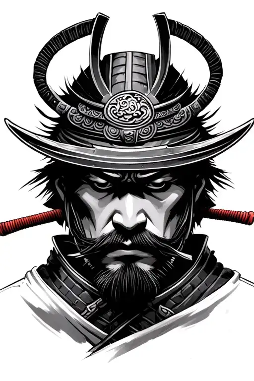 Samurai Against The Background