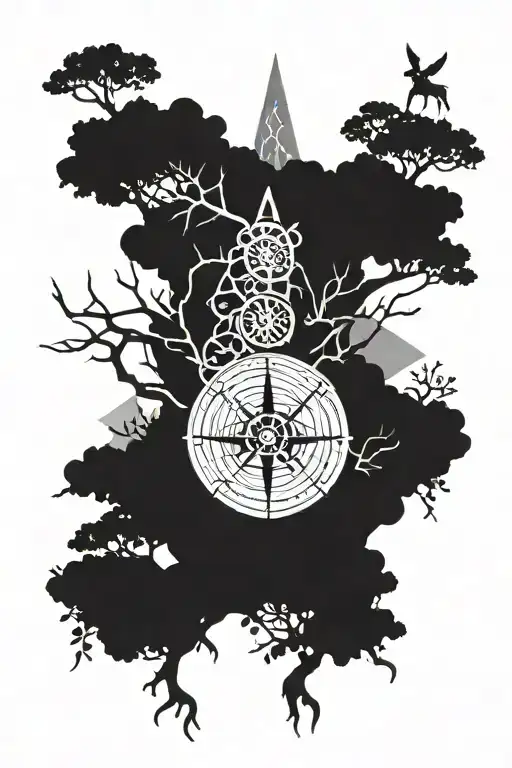 Nordic Runes And Compass Tree Of Life