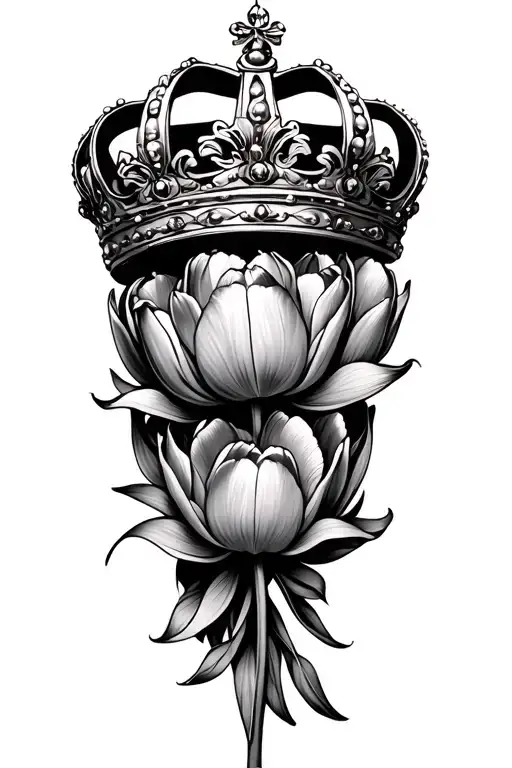 Queen Crown With Tulip Flowers Intertwined