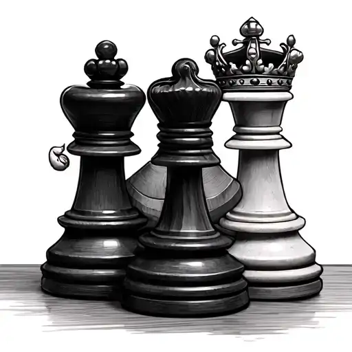 King And Queen Chess Pieces With King On The Floor