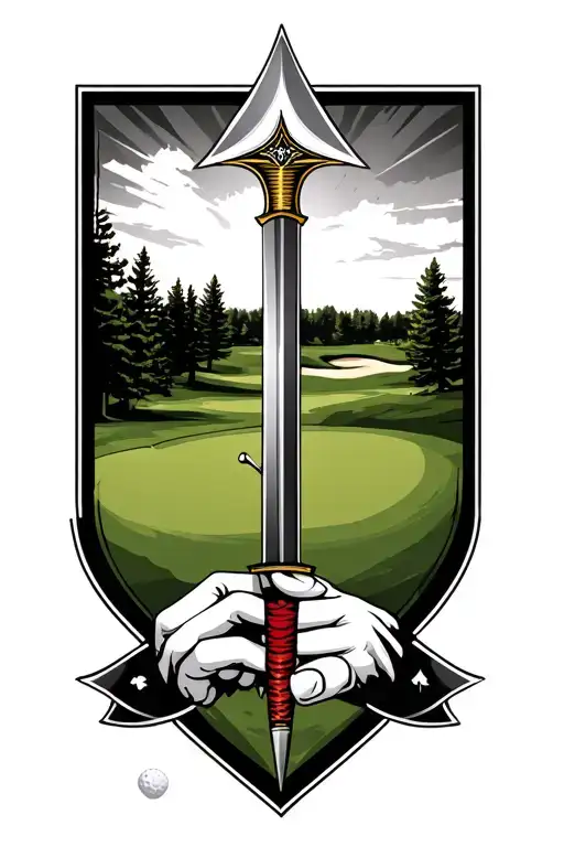 Fsu Spear In Front Of A Golf Course And Poker Hand