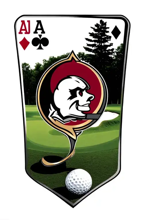 Fsu Seminoles Logo In Front Of A Golf Course And Poker Hand