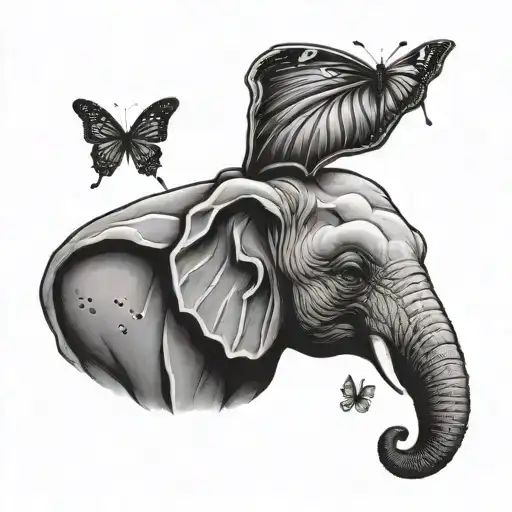 Baby Elephant Surrounded By A Heart Velociraptor And Butterfly Simple Sillohuette