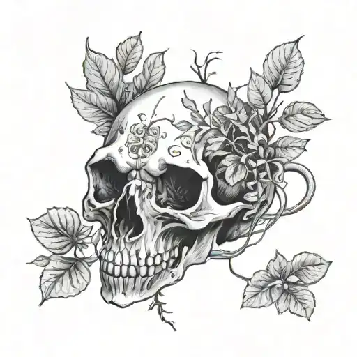 2 Rat Skull Surrounded With Plants