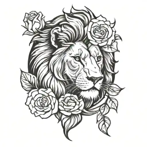 Lion And Rose