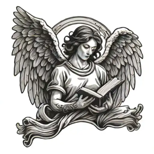 Angel Holding A Book Surrounded By Bold