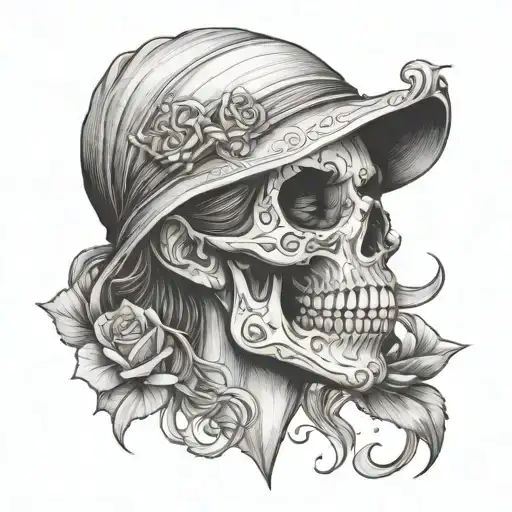 Skull Covering Girl's Mouth