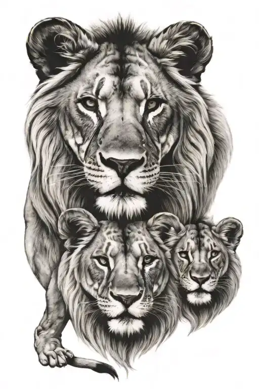 Lion And Cub Faces