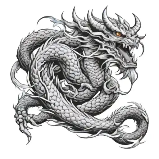 Oni And Dragon Wrapped Together