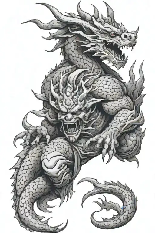 Oni And Dragon Wrapped Together