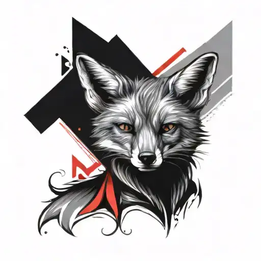 Male Tattoo Black With Red Elements Fox