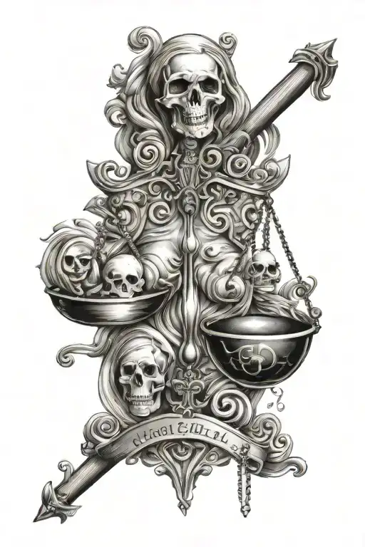 Libra With Skull And Heart Darkness