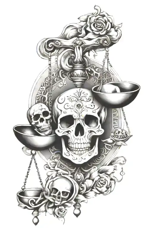 Libra With One Side Skull One Side Heart