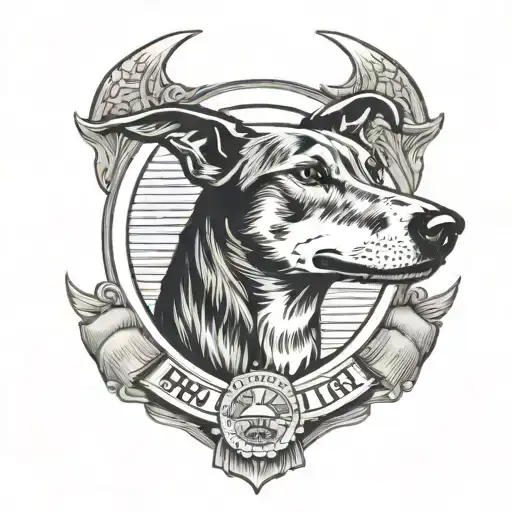 A Police Badge With A Greyhound And A Beer Mug Incorporated Into The Design