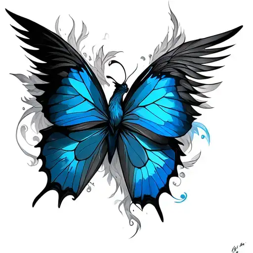 Phoenix And Blue Butterfly