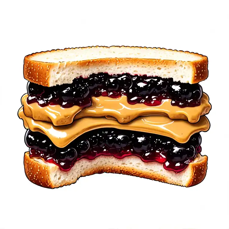 Peanut Butter And Jelly Sandwich With A Bite Out Of It