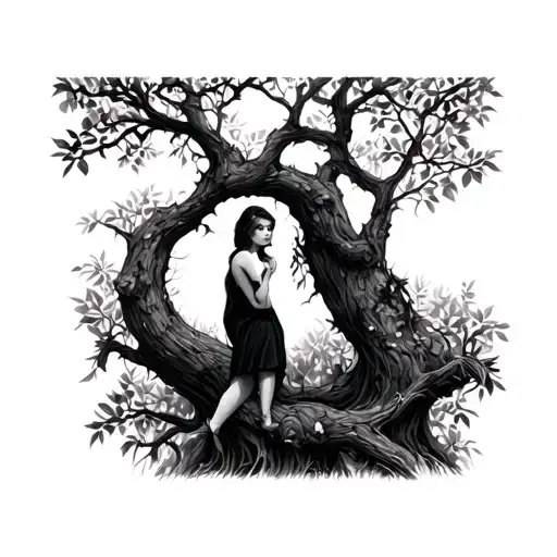 Girl In A Tree Growing
