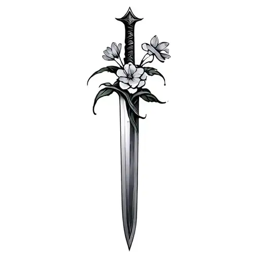 Sword With Flower Entwined Within Its