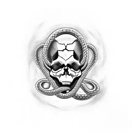 Skull With Snake Coming Out
