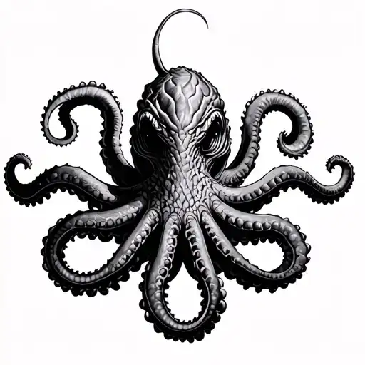 Fine Line Kraken Grey Shading Symmetrical