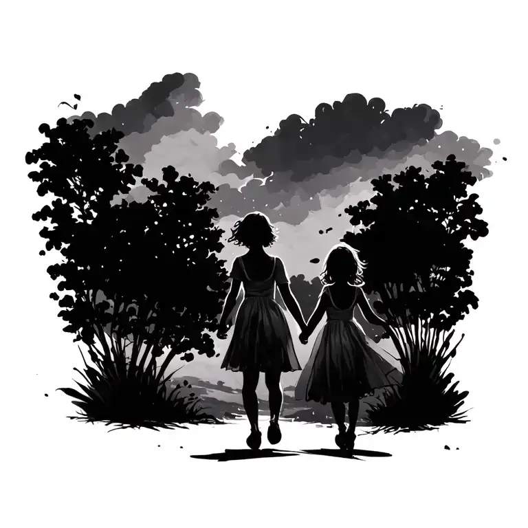 Mum And Daughter Walking