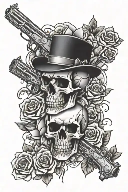 Guns And Roses And Skulls Girly