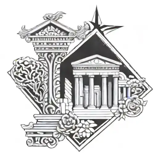 Combine Greek And Roman Architectural Elements In A Geometric Tattoo Design