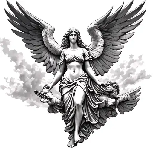 Freedom Statue And Goddess Femis Together