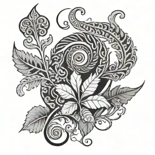 Fern Koru And Shamrock Surrounded