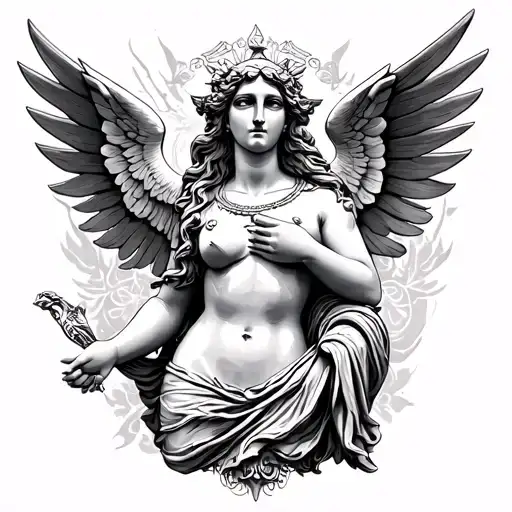 Freedom Statue And Goddess Femid