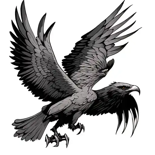 Adler Attack Slightly Diagonally Spread Wing Claws From The Front Old School