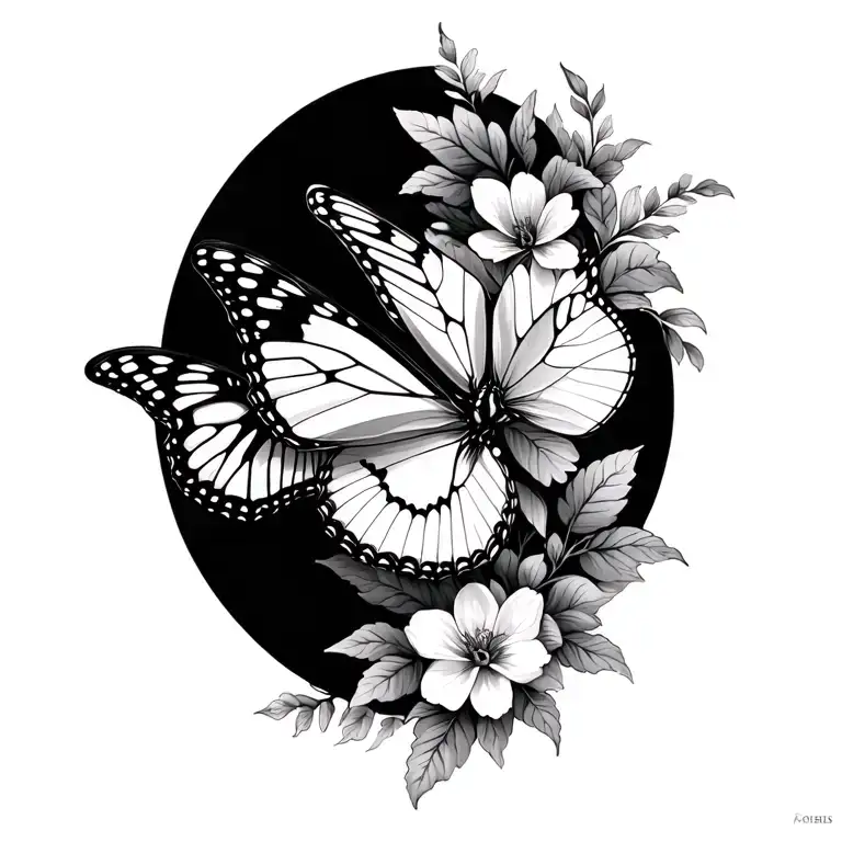 Butterflies And Flowers Intertwined