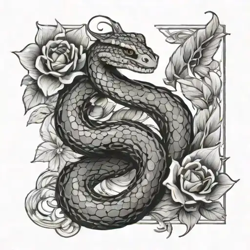 Angelic Snake With Flowers Blooming